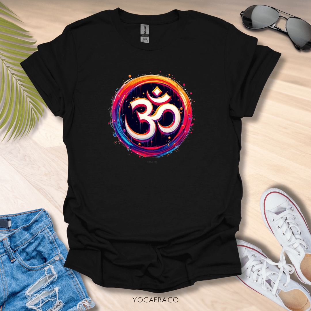 Vibrant Paint Om Symbol Tee Black / S T-Shirt Yoga Era