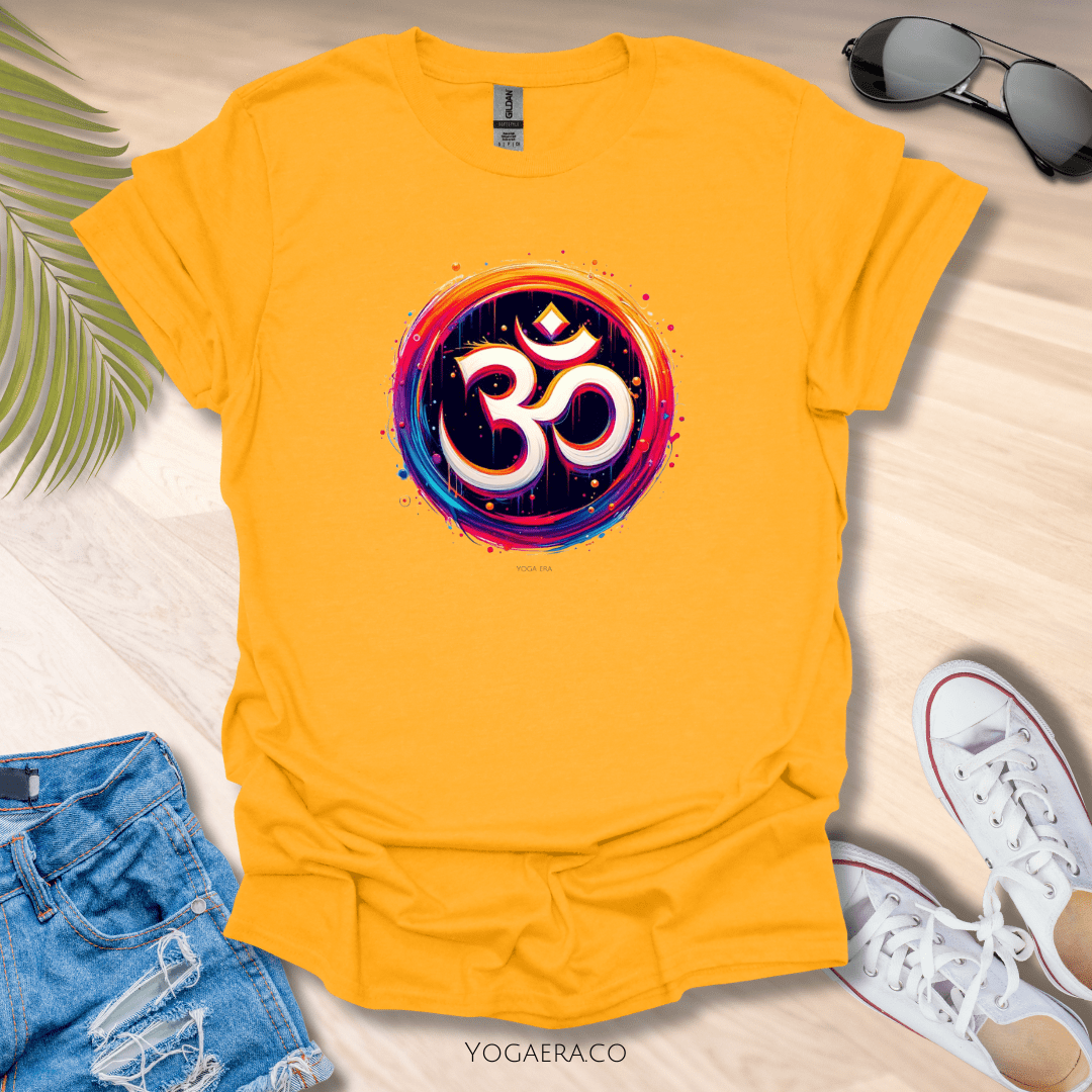 Vibrant Paint Om Symbol Tee Gold / S T-Shirt Yoga Era
