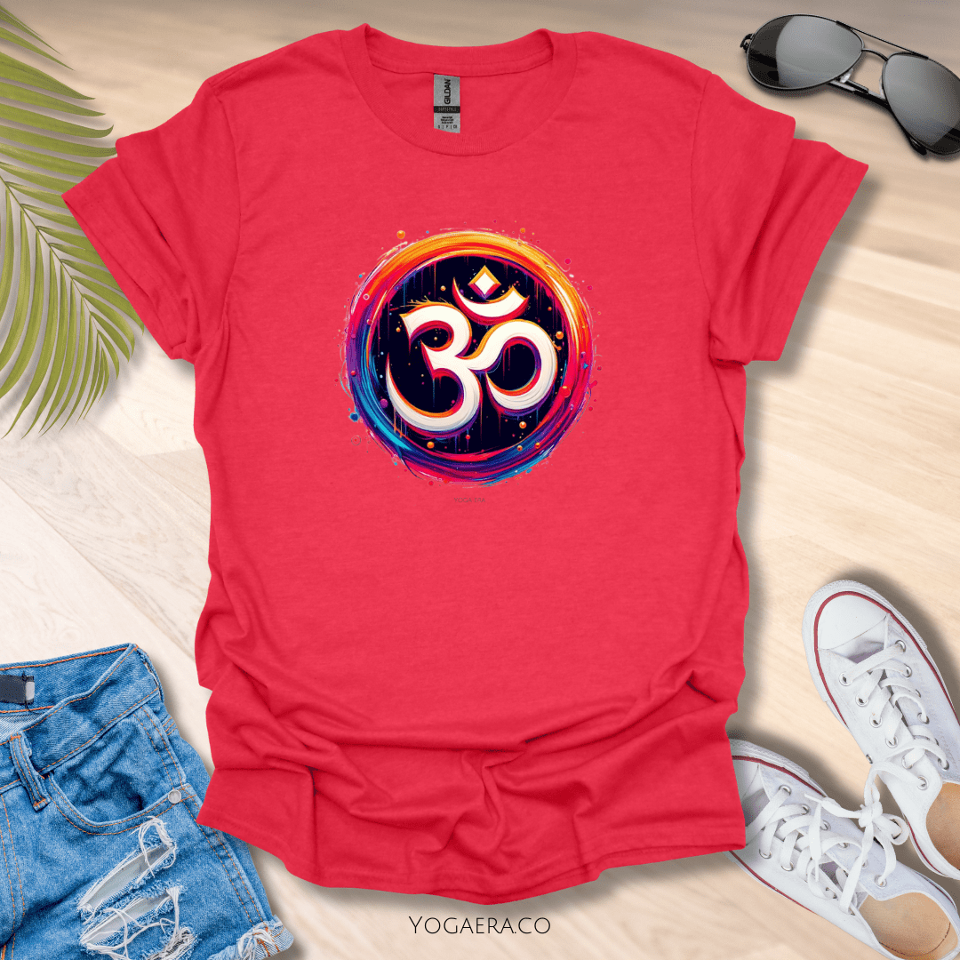 Vibrant Paint Om Symbol Tee Heather Red / S T-Shirt Yoga Era