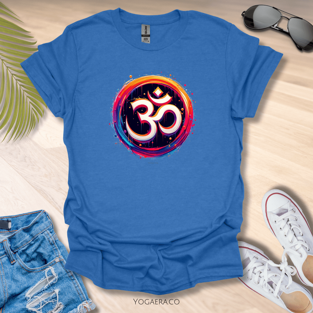 Vibrant Paint Om Symbol Tee Heather Royal / S T-Shirt Yoga Era