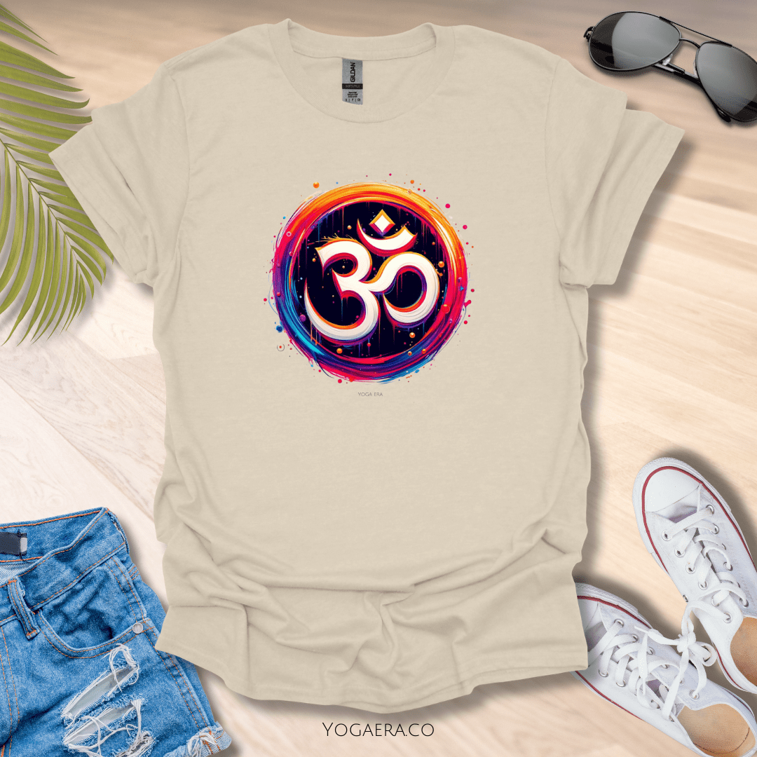 Vibrant Paint Om Symbol Tee Natural / S T-Shirt Yoga Era
