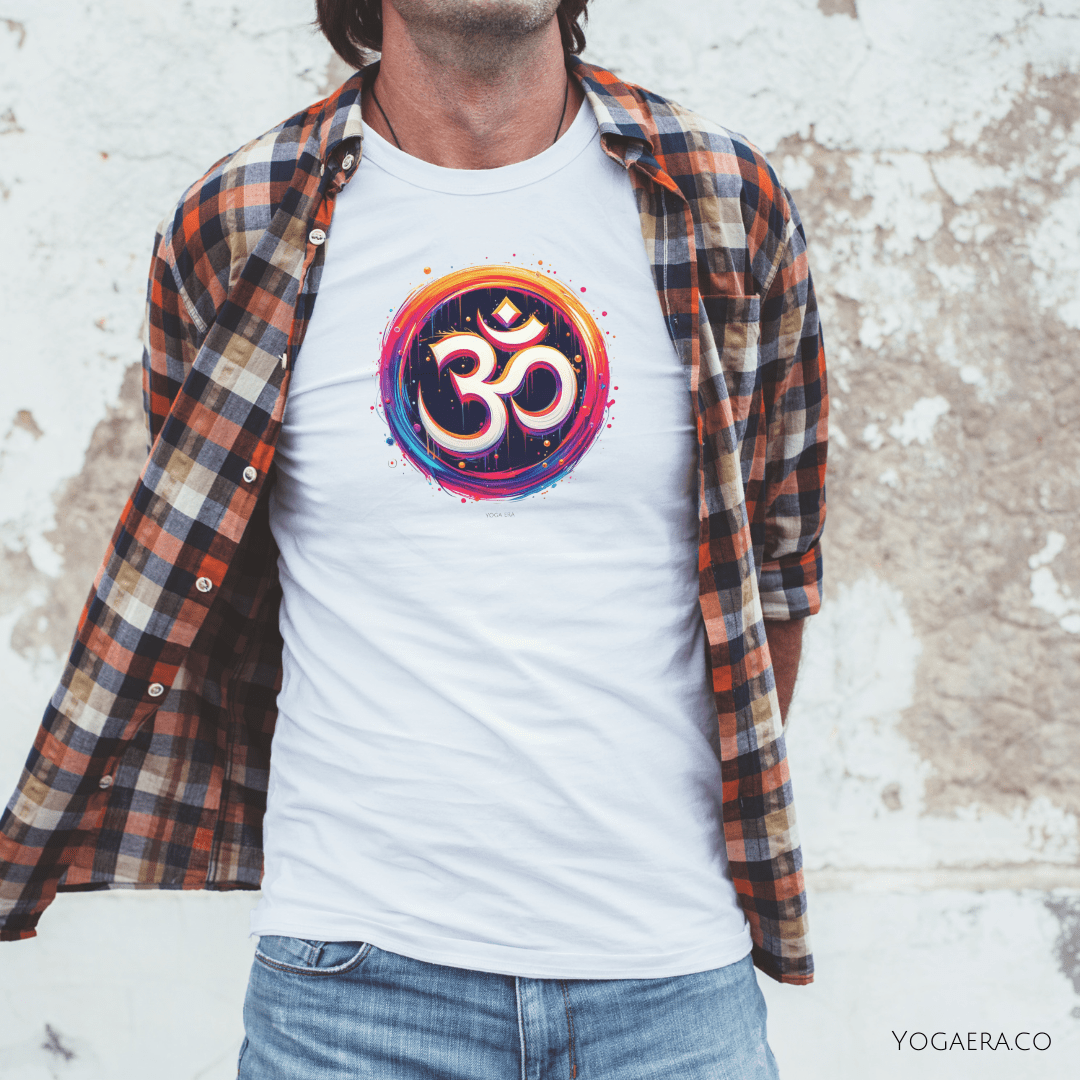 Vibrant Paint Om Symbol Tee T-Shirt Yoga Era