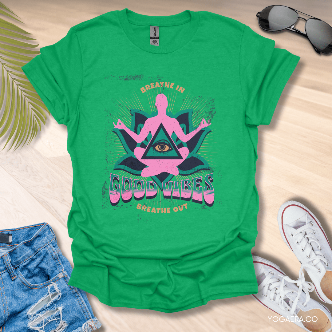 Vintage Good Vibes Tee Heather Irish Green / S T-Shirt Yoga Era