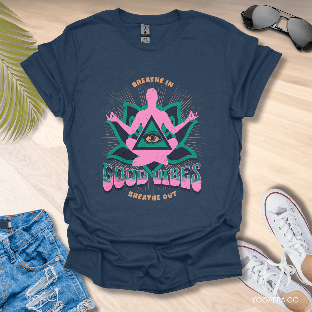 Vintage Good Vibes Tee Heather Navy / S T-Shirt Yoga Era