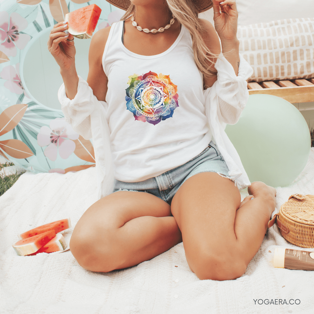 Watercolor Mandala Flower Tank Tank Top Yoga Era
