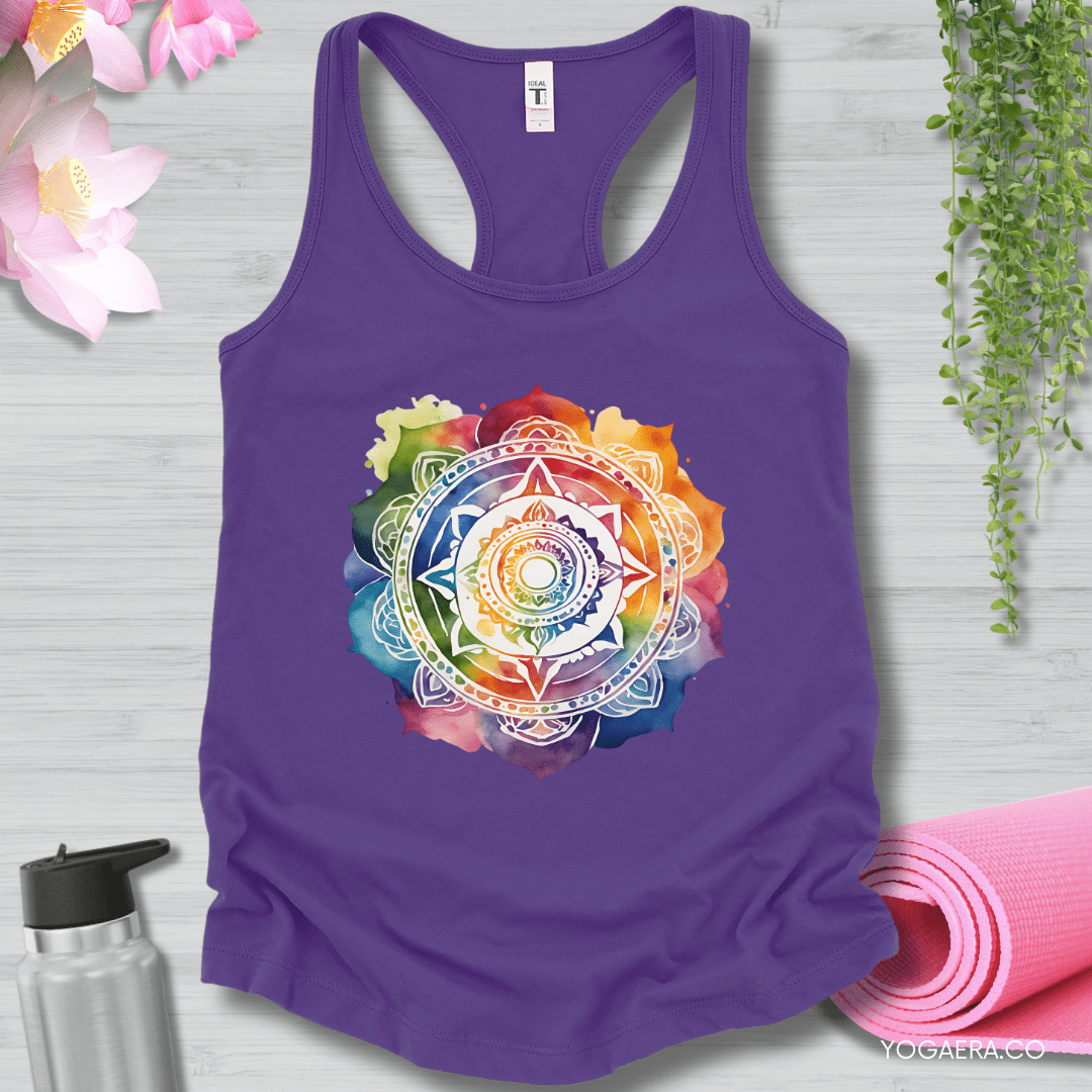Watercolor Mandala Flower Tank XS / Purple Rush Tank Top Yoga Era
