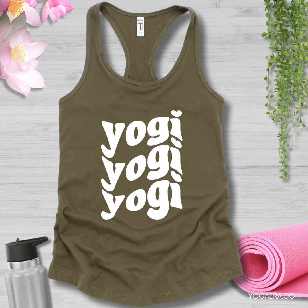 Wavy Yogi Tank XS / Military Green Tank Top Yoga Era