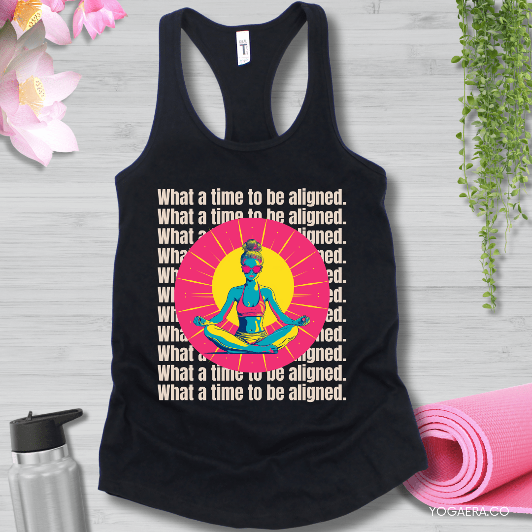 What a Time to Be Aligned Pop Art Tank XS / Black Tank Top Yoga Era