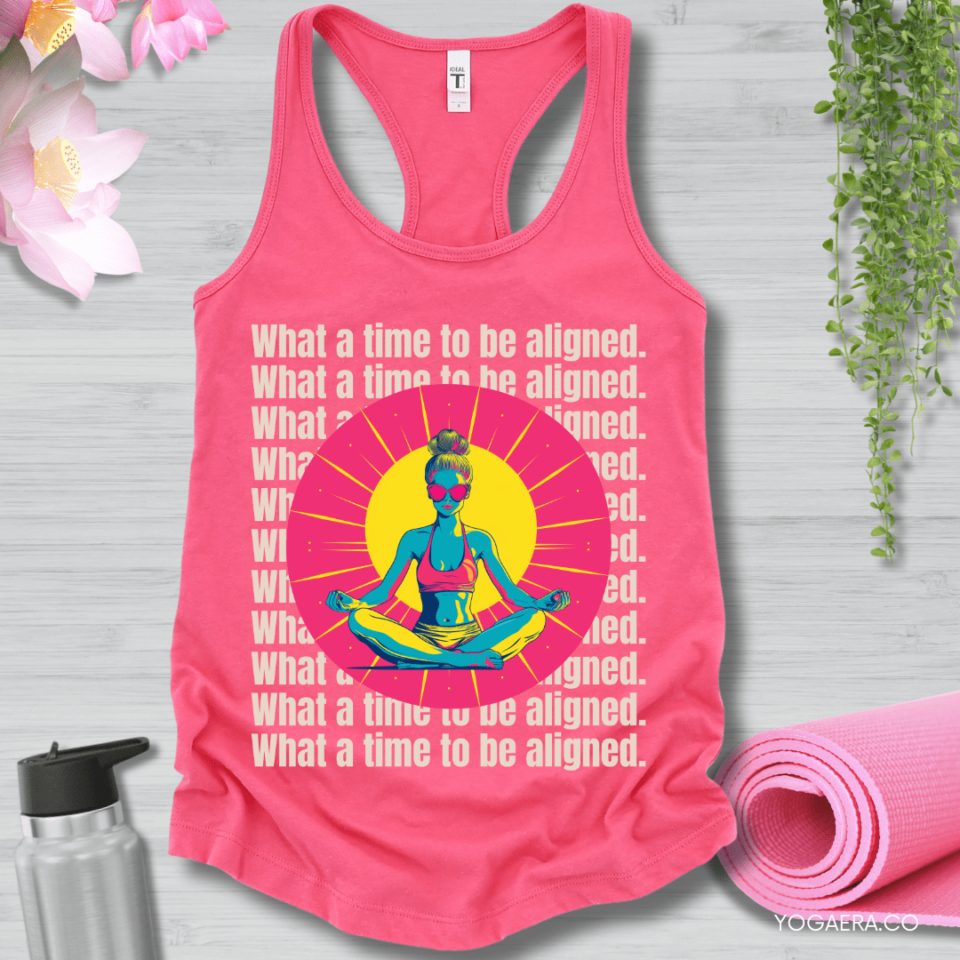 What a Time to Be Aligned Pop Art Tank XS / Hot Pink Tank Top Yoga Era