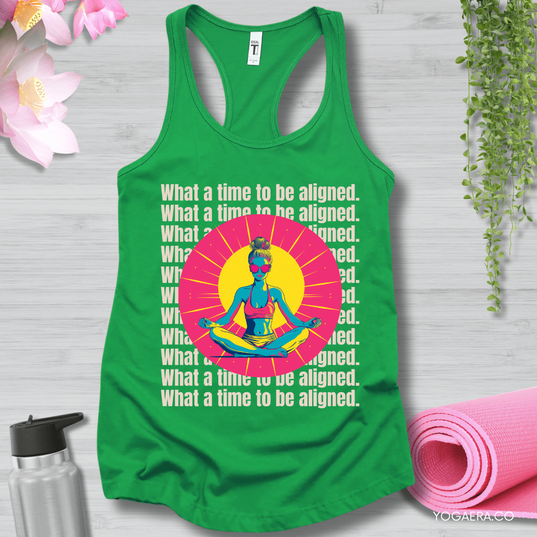 What a Time to Be Aligned Pop Art Tank XS / Kelly Green Tank Top Yoga Era