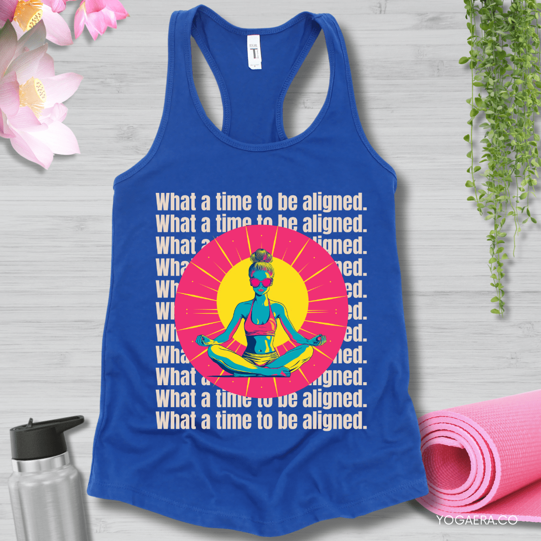 What a Time to Be Aligned Pop Art Tank XS / Royal Tank Top Yoga Era