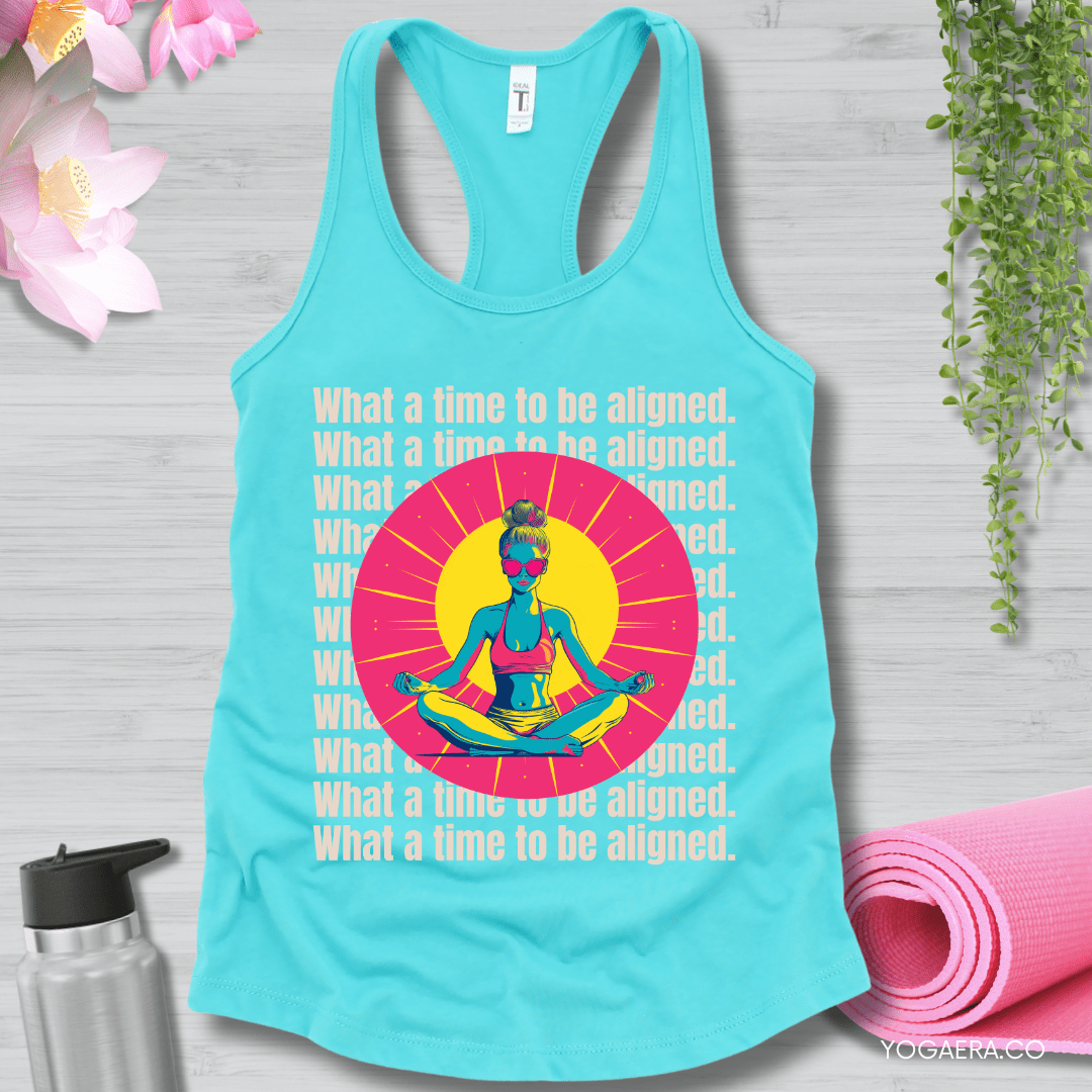 What a Time to Be Aligned Pop Art Tank XS / Tahiti Blue Tank Top Yoga Era