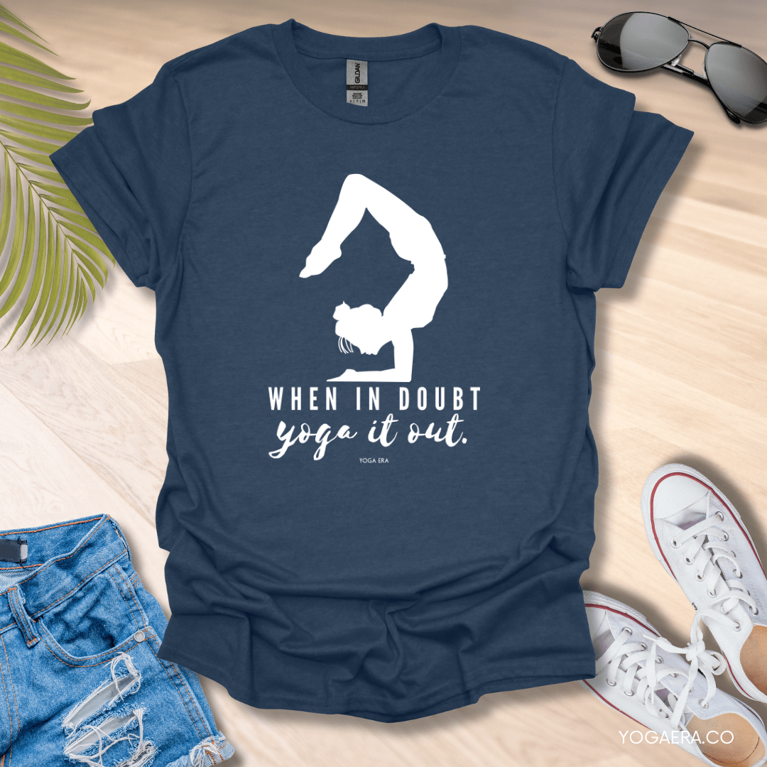 When In Doubt, Yoga It Out Tee Heather Navy / S T-Shirt Yoga Era