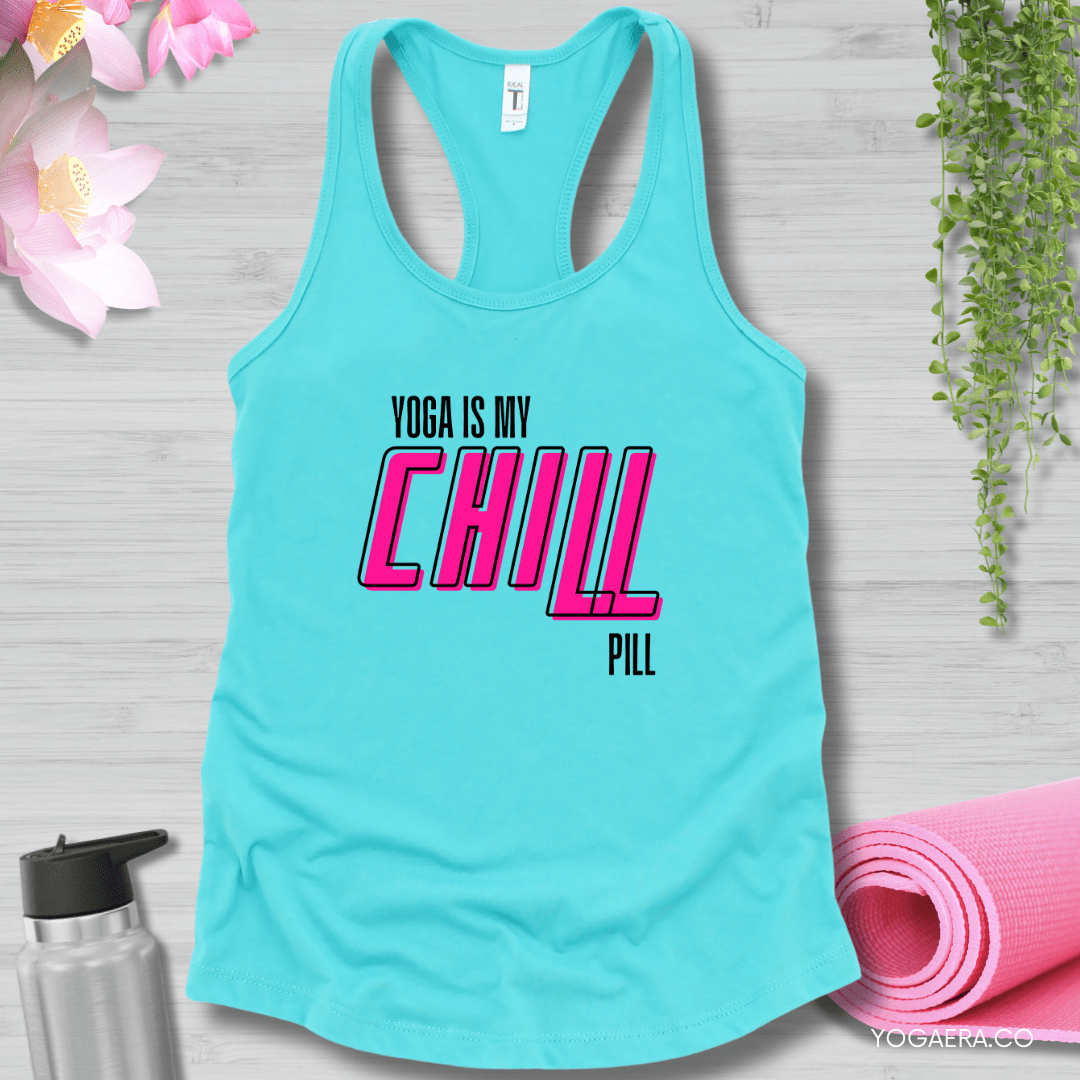 Yoga Is My Chill Pill Tank XS / Tahiti Blue Tank Top Yoga Era