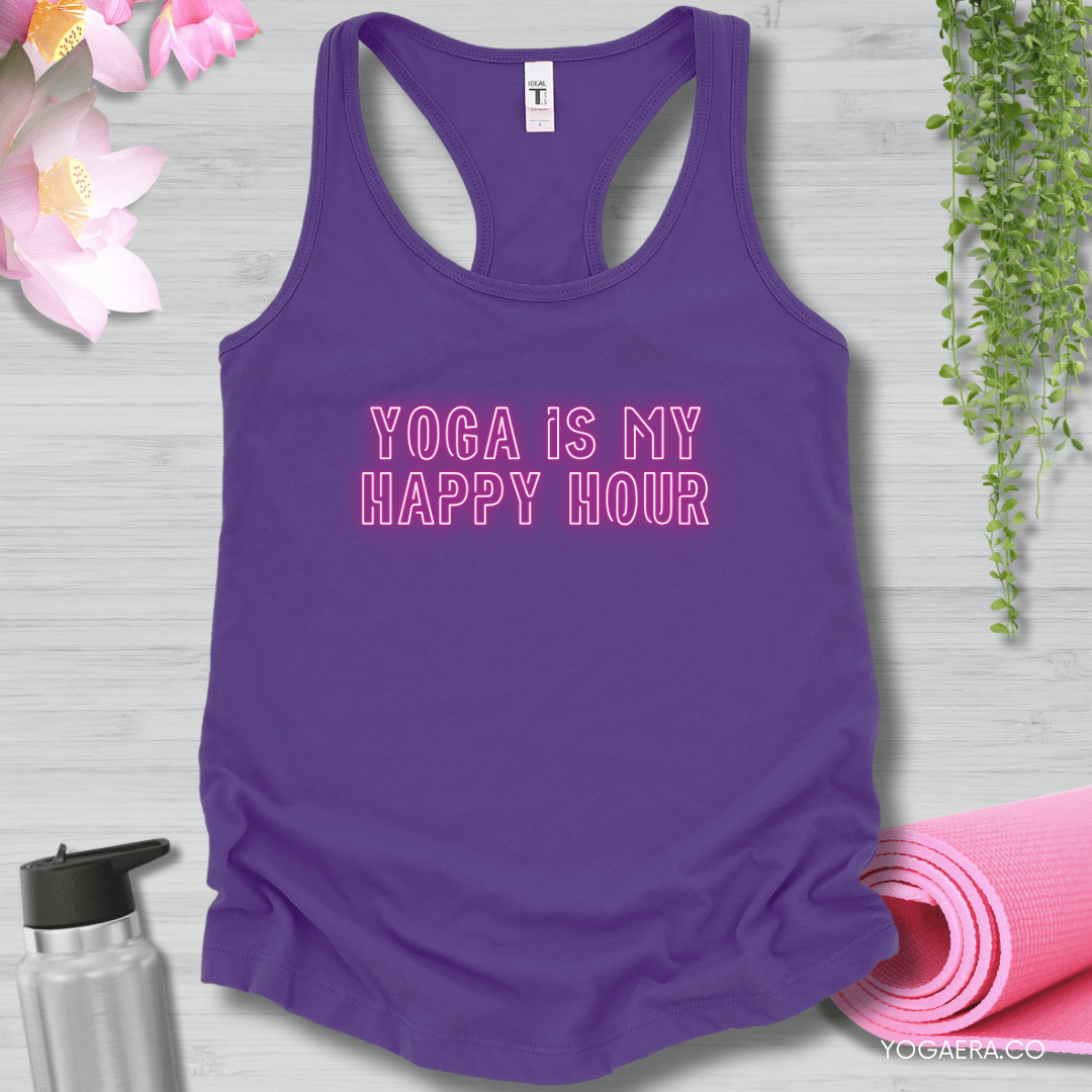 Yoga is my Happy Hour Neon Tank XS / Purple Rush Tank Top Yoga Era