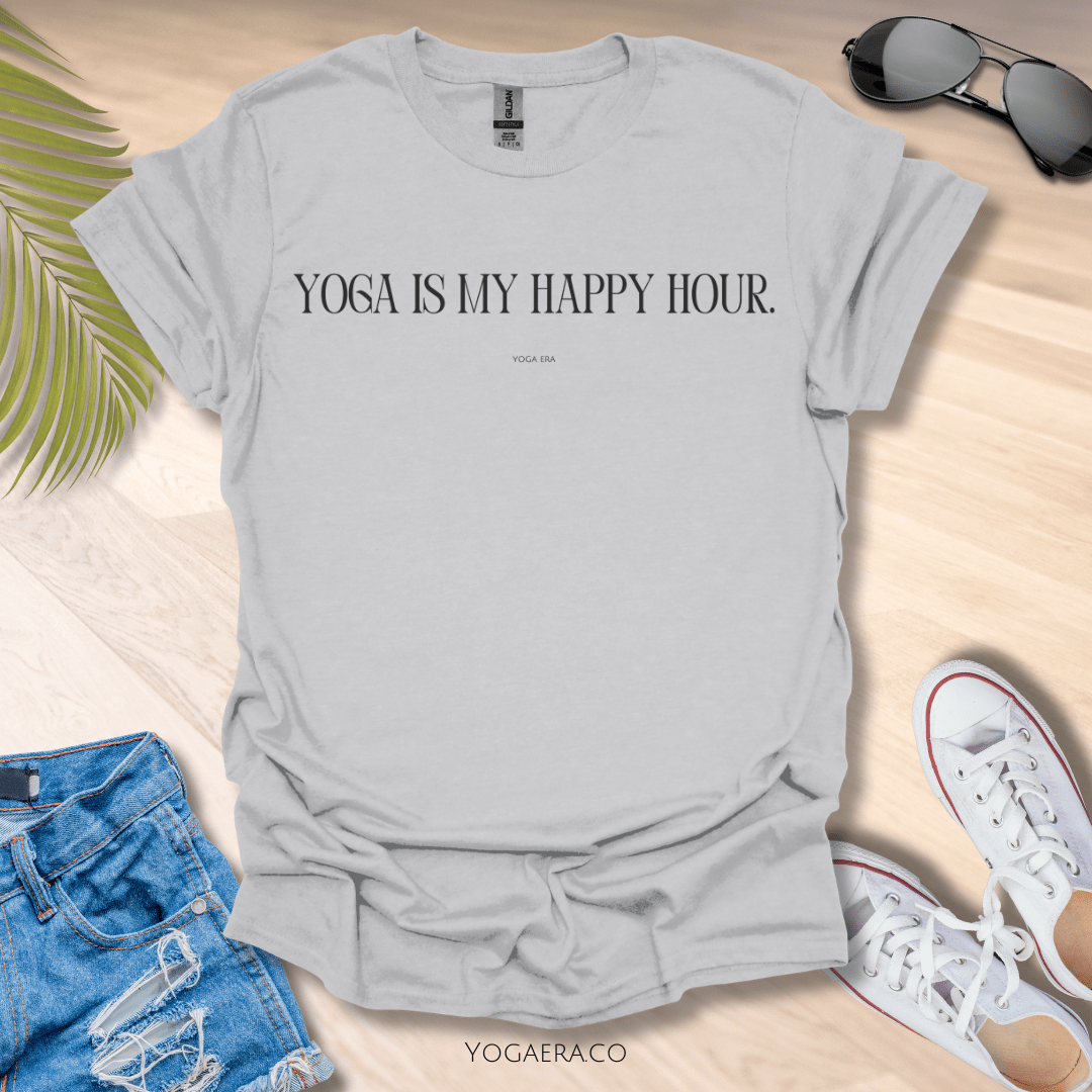 Yoga is My Happy Hour Tee Ice Grey / S T-Shirt Yoga Era