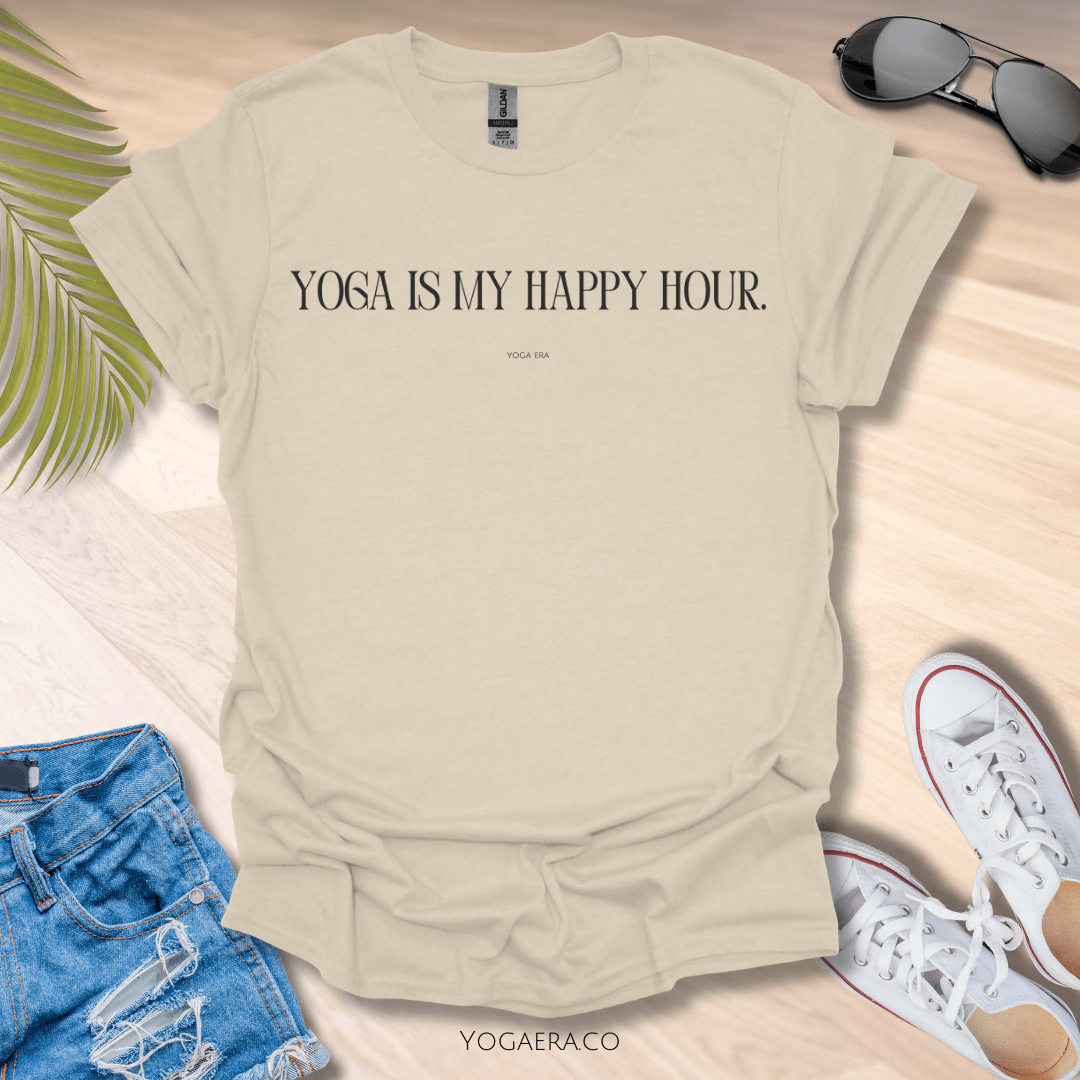 Yoga is My Happy Hour Tee Natural / S T-Shirt Yoga Era