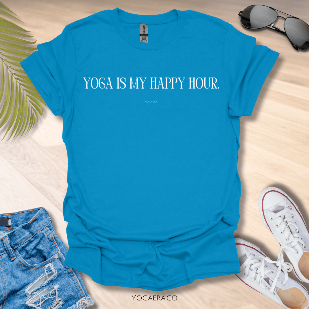 Yoga is My Happy Hour Tee Sapphire / S T-Shirt Yoga Era