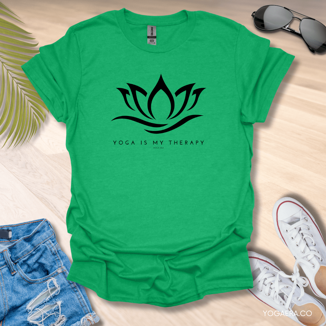 Yoga is my Therapy Lotus Flower Tee Heather Irish Green / S T-Shirt Yoga Era