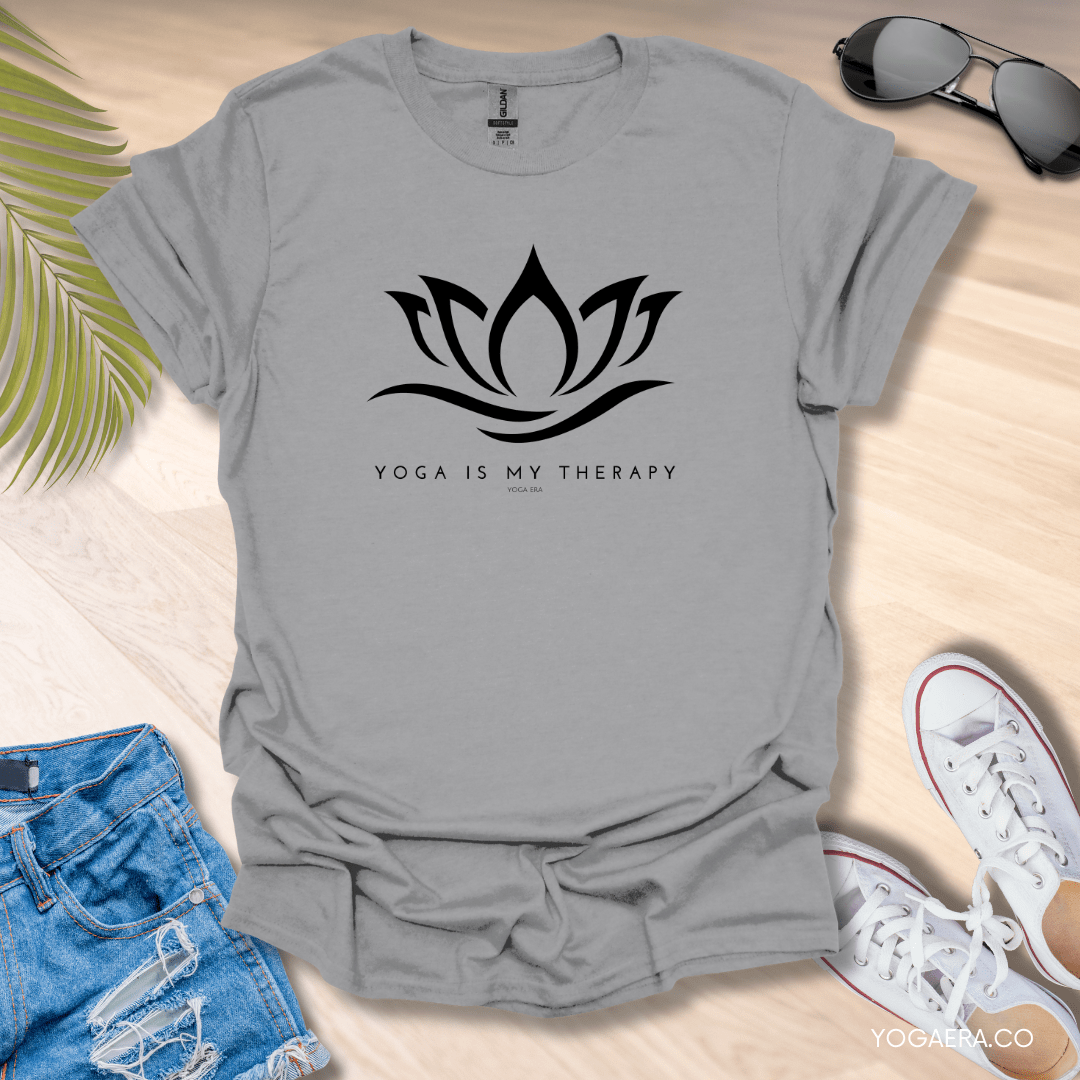 Yoga is my Therapy Lotus Flower Tee Sport Grey / S T-Shirt Yoga Era