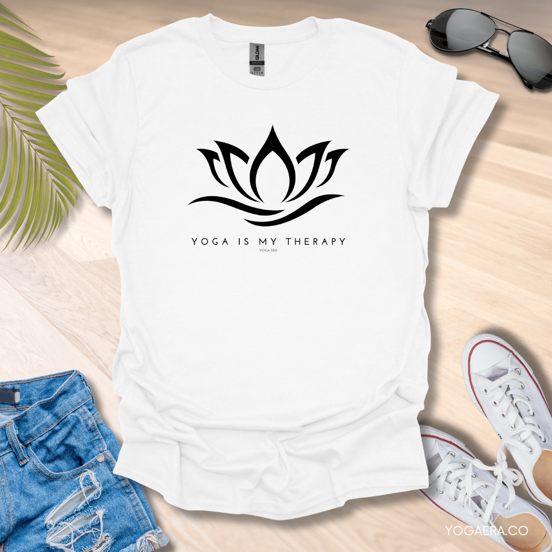 Yoga is my Therapy Lotus Flower Tee White / S T-Shirt Yoga Era