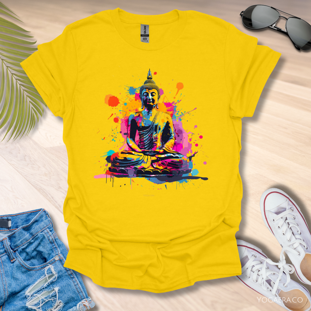 Colorful Paint Splatter Buddha T-Shirt - YogaEra.co