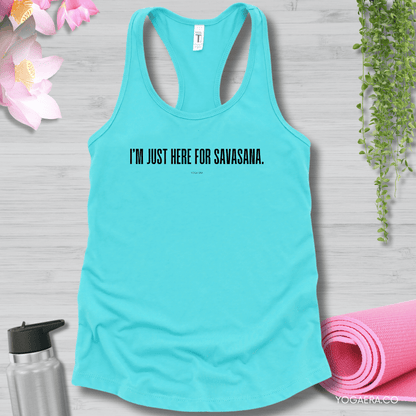 I'm Just Here for Savasana Tank XS / Solid Tahiti Blue Tank Top Yoga Era
