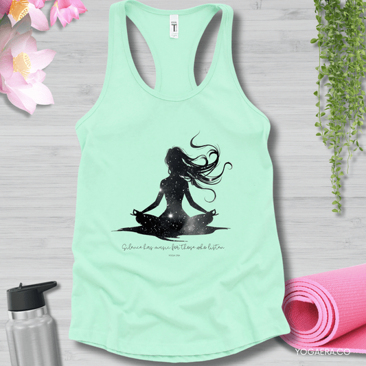 Silence Has Music For Those Who Listen • Yogi Silhouette Tank XS / Mint Tank Top Yoga Era