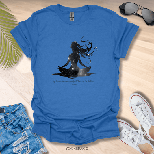 Silence Has Music For Those Who Listen • Yogi Silhouette Tee Heather Royal / S T-Shirt Yoga Era
