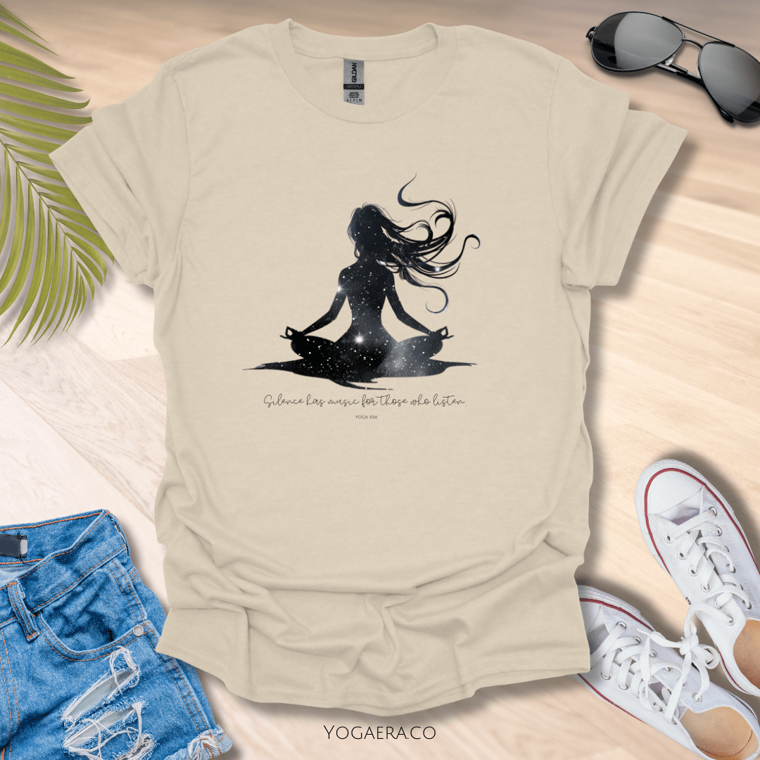 Silence Has Music For Those Who Listen • Yogi Silhouette Tee Natural / S T-Shirt Yoga Era