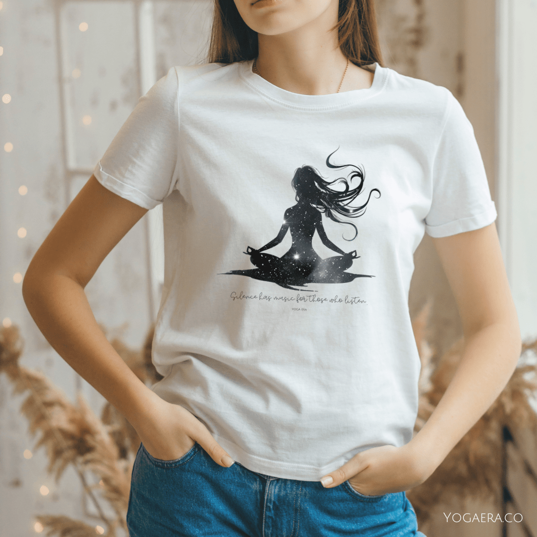Silence Has Music For Those Who Listen • Yogi Silhouette Tee T-Shirt Yoga Era