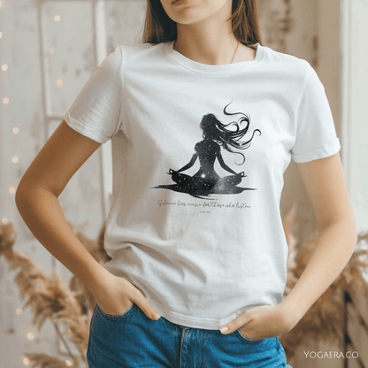 Silence Has Music For Those Who Listen • Yogi Silhouette Tee T-Shirt Yoga Era